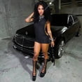 thumbnail image 4 of Black Studded Side Detail Bodycon Sleeveless Mini Dress, 4 of 26