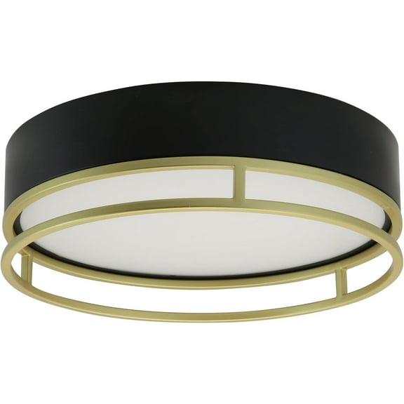 LED Ceiling Light Fixture Interior, Overhead Flush Mount Ceiling Light Black and Gold, Kitchen Light Fixtures 13 inch 20W, Close to Ceiling Light Fixture for Bathroom, Living Room, Hallway