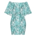 thumbnail image 6 of Starfish Watercolor Aqua Coral Reef ,ocean Home Decor Women's Off The Shoulder Ruffles Summer Wedding Guest Loose Casual Party Beach Dress, 6 of 9
