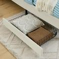 thumbnail image 2 of YYAo Futon Sofa Bed, Futon Couch, Full Size Upholstered Platform Bed Frame with 2 Storage Drawers, Beige, 2 of 12