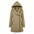 thumbnail image 5 of Ghalytn Women's Mid-Length Hooded Asymmetric Zip Fleece Lined Coat, Long Sleeve Casual Outerwear with Pockets, 5 of 5