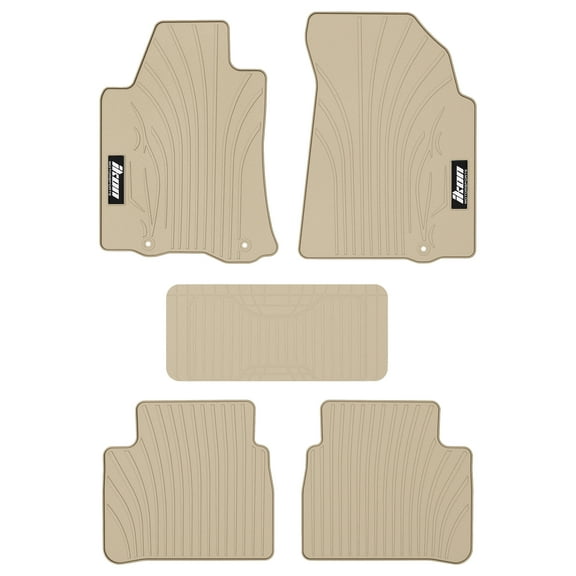 Ikon Motorsports Floor Mats Compatible With 2013-2018 Nissan Altima, Latex Rubber Heavy Duty All Weather Season Custom Fit Car Auto Front Rear Carpets Liner 5PC Beige