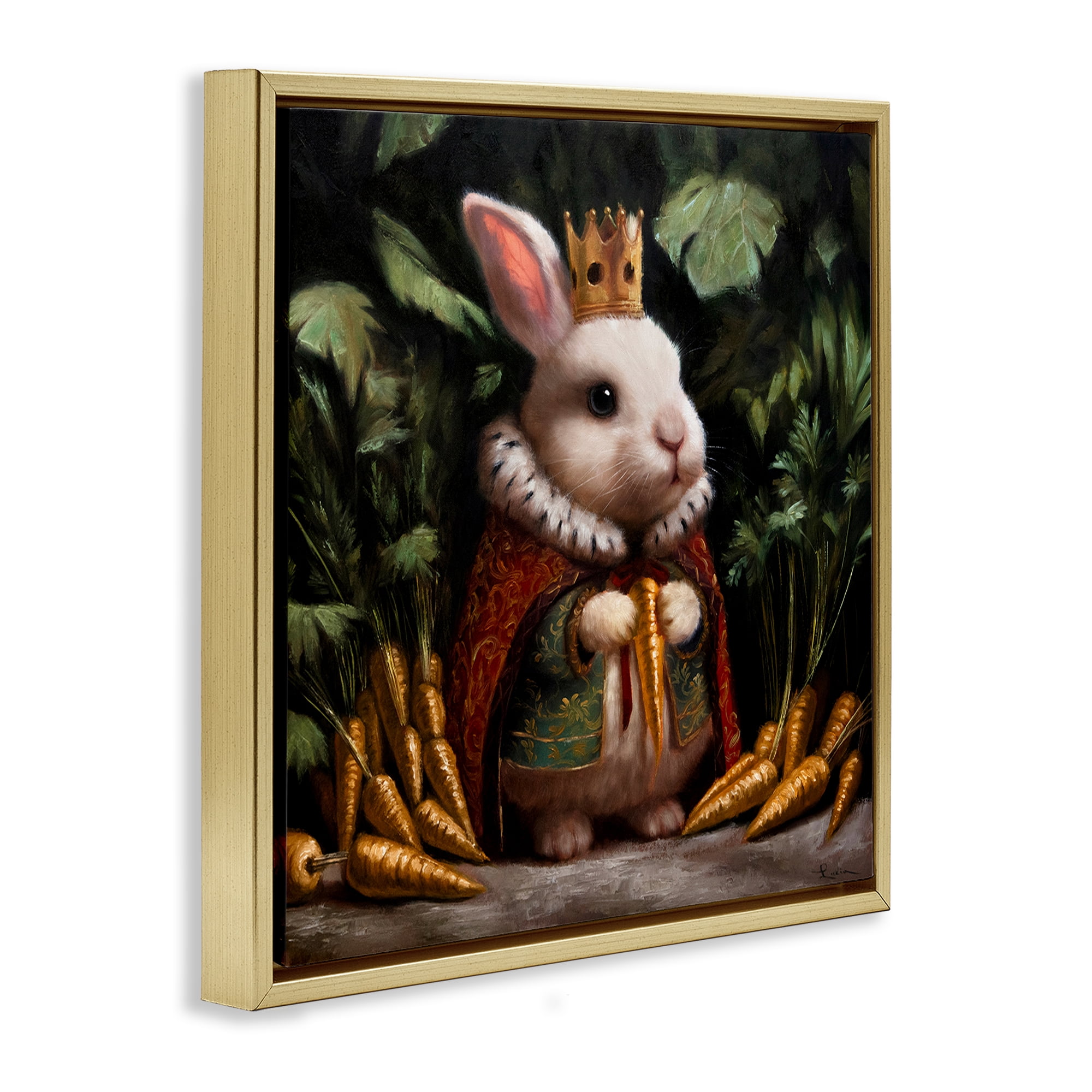 Stupell Industries Carrot Gold Royal Rabbit Gold Framed Floater Canvas Wall Art, design by Lucia Heffernan
