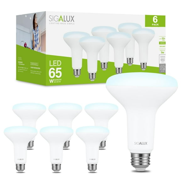 Focos LED Sigalux BR30, 10 W, 650 lúmenes, 5000 K, E26, paquete de 6