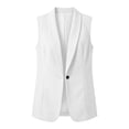 thumbnail image 7 of Double Breasted Linen Blazer For Women, Long Sleeve Breathable Work Jacket, Casual Plain Pocket Blazer, Business Casual Street Style White XL, 7 of 7