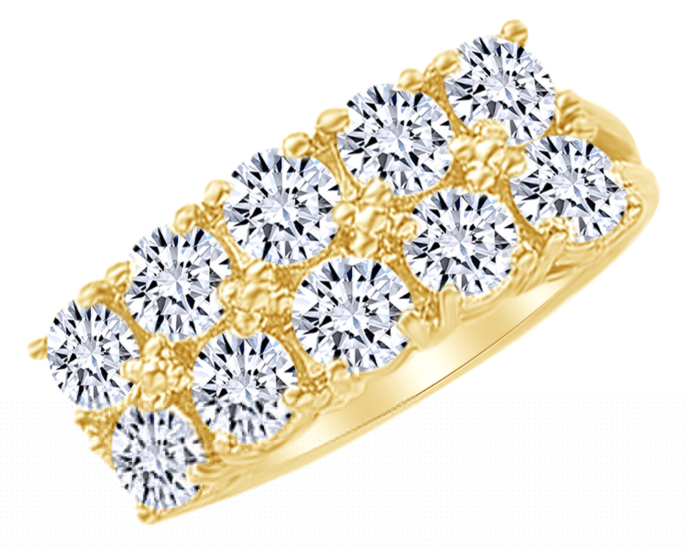 AFFY White Natural Diamond Anniversary Band Ring in 14k Yellow Gold Ring Size : 4