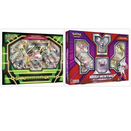 Pokemon Trading Card Game Shiny Rayquaza EX Box and Mega Mewtwo Y Collection Bundle, 1 of