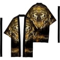 thumbnail image 3 of Abrigo tipo kimono para hombre, estilo japonés, mangas 3/4, frente abierto, ajuste holgado, chaqueta tipo kimono ligera, cárdigan, Tops xxl, 3 of 3