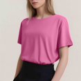 thumbnail image 3 of T-shirt Mode Femme Col Rond Grande Taille Manches Courtes Couleur Unie avec Tissu Doux et Respirant, 3 of 5