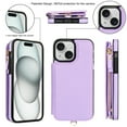 thumbnail image 4 of Wallet Case for Apple iPhone 14, with Crossbody Shoulder Strap & Hand Wrist Cards Holder Zipper Pocket Stand Feature Full Protective Shockpoof Phone Case for iPhone 14, Lightpurple, 4 of 8