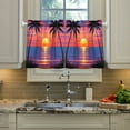 thumbnail image 2 of Yayeee Kitchen Curtains Tier Pair Light Filtering 27"x24" Rod Pocket Short Cafe Window Panel, Palm Tree Sunset Pattern, 2 of 7