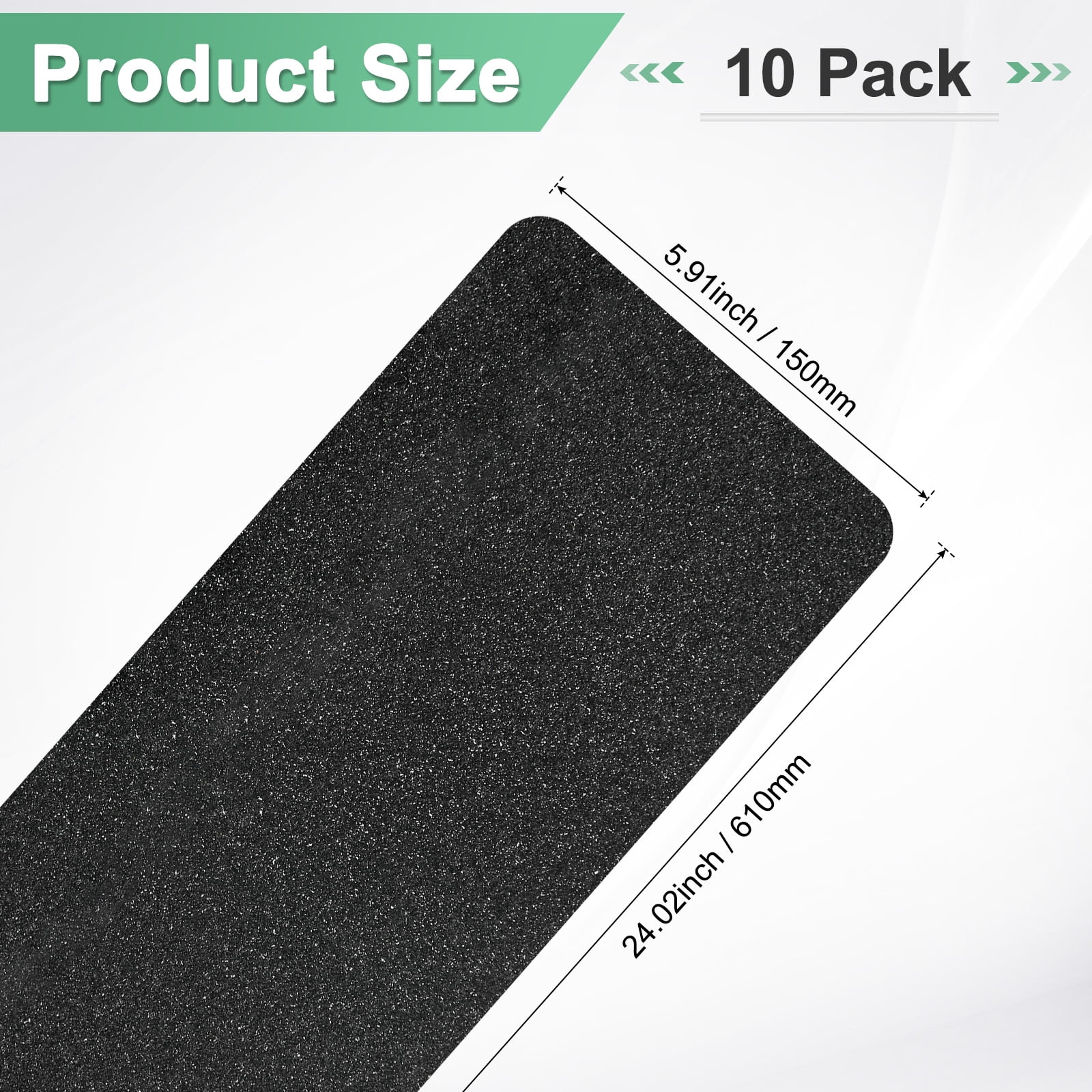 Uxcell 10-Pack Anti Slip Traction Tape 24 Inch X 6 Inch Best Grip Tape Grit Outdoor Non-Skid Tape for Stairs Step Black