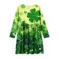 thumbnail image 5 of St Patrick Dresses For Girls Long Sleeve Crew Neck Festival Print Midi Dress Casual Loose Holiday Clothes (5-6 Years, Mint Green), 5 of 6