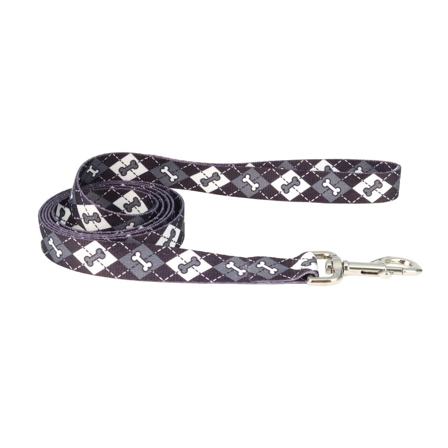 Pet Attire by Coastal 5/8" x 6' Black Bones Dog Leash