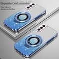 thumbnail image 4 of Compatible with Samsung Galaxy S21 Case Glitter with Magnetic Stand Pink,Phone Samsung S21 Case Silicone Transparent Support Wireless Charging Shockproof Luxury Protective Cover (Blue), 4 of 13