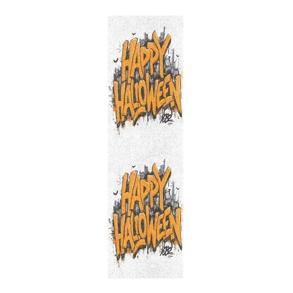 33"x9" Skateboard Grip Tape Protector Sheets Nonslip Protection Griptape Sheet for Outdoor Sports Orange Happy Halloween Font