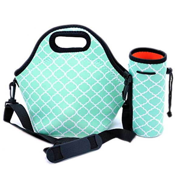 Orchidtent Neoprene Lunch Bag with Zipper Strap Box Cooler Picnic Outdoor Travel Fashionable Portable Handbag Pouch for Women Men kids