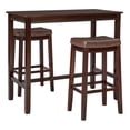 thumbnail image 1 of Pemberly Row Three Piece Bar Dining Set Faux Leather Seats in Brown Wood, 1 of 11