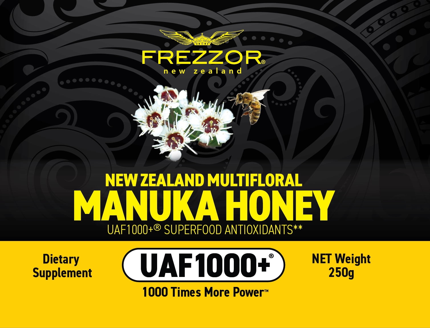 FREZZOR Multifloral Wild Manuka Honey New Zealand | Organic UAF1000+, Raw, Antibacterial, Anti-Inflammatory, Natural Antioxidants and Immune Support, 2 Jars