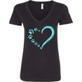 thumbnail image 3 of Inktastic Paw Print Heart Women's V-Neck T-Shirt, 3 of 5