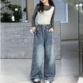 thumbnail image 6 of Gunia Baggy Jeans For Girls Wide Leg With Rhinestone Bead Embellishments Style Long Flowy Trousers Big Kids Toddler Teen Girl Denim Pants 3-12 Years, 6 of 9