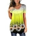 thumbnail image 1 of SMihono Hauts pour Femmes Été Chic Décontracté T-shirt pour Femmes T-Shirts Manches Courtes Col Rond T-shirt T-shirt à Imprimé Floral Hauts Blouse Cadeau pour Femmes T-shirt Oversize pour Femmes 2023, 1 of 7