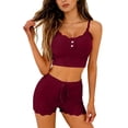 thumbnail image 3 of LIZUOJUN Women's Pajama Set 2 Piece Lounge Set Loungewear Soft Sleepwear Summer Sleeveless Pjs Tank Top Pants With Lace Edges, Wine,XL, 3 of 4