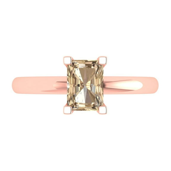 Clara Pucci 14K Rose Gold 1ct YellowMoissanite Solitaire Ring for Women