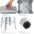 thumbnail image 5 of 24 Inch Metal Bar Stools Set of 2, Stackable Backless Industrial Stools for Indoor Outdoor Kitchen Dining Patio Garden Classroom (Silver), 5 of 10