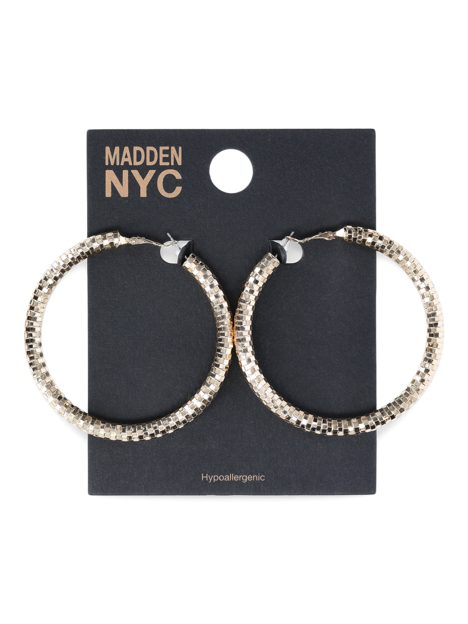 Madden NYC Women's Fashion Gold Tone Openwork Large Hoop Earrings