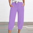thumbnail image 2 of Bovemsi Casual Pants for Women Women's Linen Wide Leg Loose High Waist Beach Haren Pockets Beach Trousers, 2 of 5