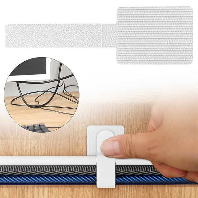 Clearance! Yuehao White Cable Management Kit The Table 20 Pieces Adhesion: Adhesive Cable Support Reusable And Adjustable Tape Cable Clips