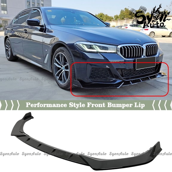 FITS 2021  BMW G30 5 SERIES M SPORT GLOSS BLACK PERFORMANCE FRONT BUMPER LIP KIT