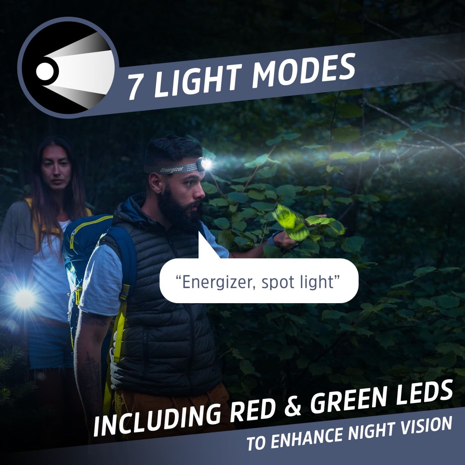 Energizer Smart Voice Controlled LED Headlamp, 525 Lumen Output, AAA Batteries Included
