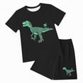 thumbnail image 6 of TOWED22 Toddler Kid Boy Summer Clothes 2 Pieces Dinosaur Print Round Neck Short Sleeve Top Casual Cargo Pocket Shorts Outfits(Green,11-12 Y), 6 of 6
