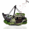 thumbnail image 6 of Moonsky Aquarium Fish Tank Pirate Ship Wreck Decor Resin Sunken Ship Ornament 1PC, 6 of 7