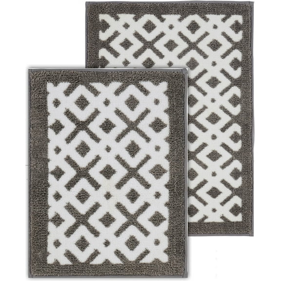 Chesapeake MF Argyle Grey-White 2pc Bath Set (17" x 24" & 21" x 34")