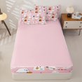thumbnail image 4 of Homewish Cute Cartoon Halloween Ghost Zipper Twin Comforter Sets with Fitted Sheet and 2 Pillowcases,Pumpkin Bat Banner Print Zipper Bedding Set,Blush Pink,Pink Reversible,4pcs, 4 of 7