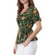 thumbnail image 4 of INSPIRAR CHIC Blusas de Mujer con Flores, Cuello en V, Mangas Cortas, Dobladillo Redondo, Volante Peplum 3XL Verde, 4 of 7