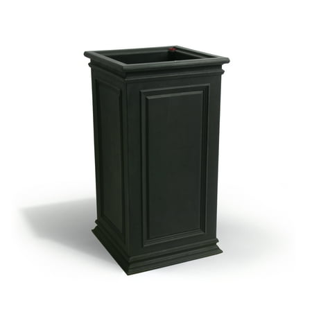 Square Platter - Algreen Covington Planter, Self-Watering Planter, Square Pillar, 27-In. Height by 14-In., Black