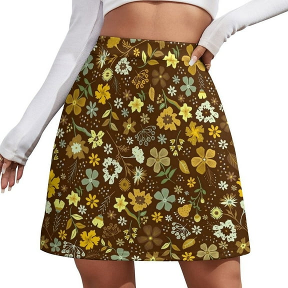Boho Floral Skirt Women Vintage Flowers Print Elegant Mini Skirts Summer Street Style High