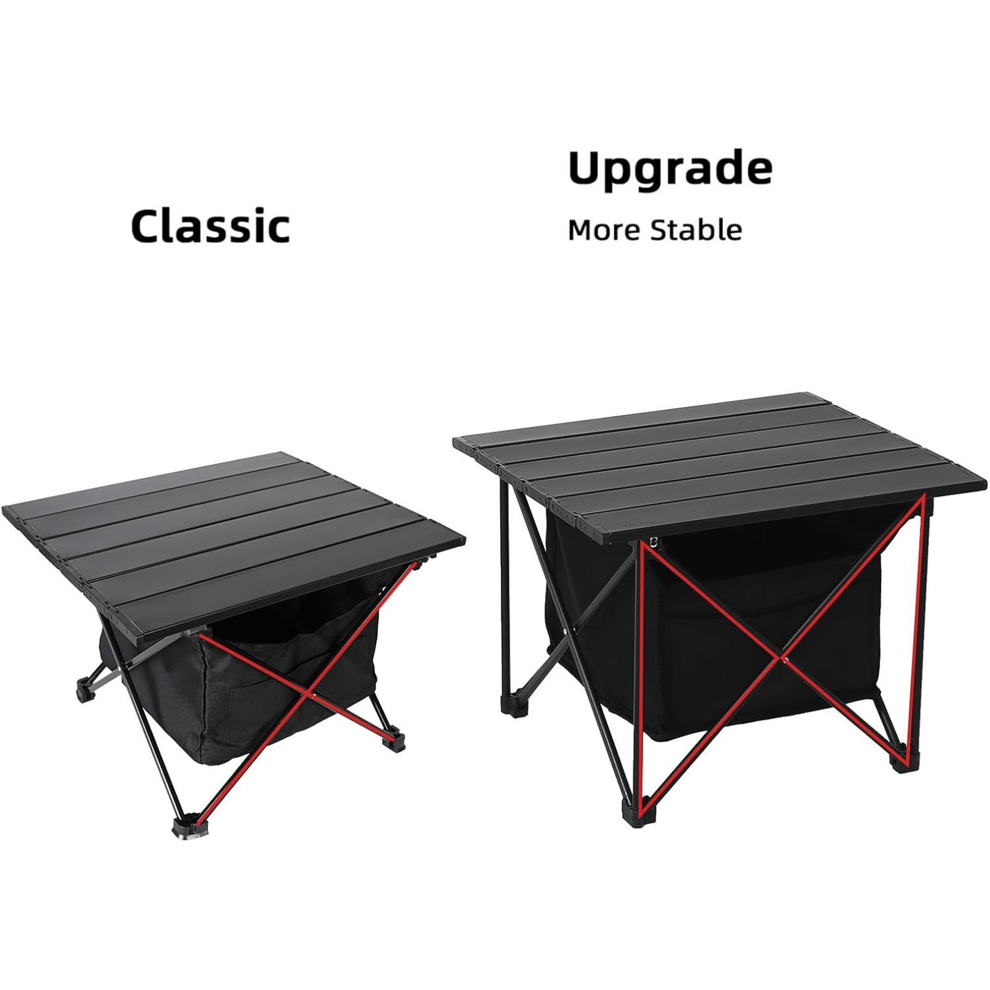 Portable Camping Table Ultralight Aluminum Camp Table Folding Compact Beach Table for Camping Hiking Backpacking Outdoor Picnic (Reinforced Frame-Small)