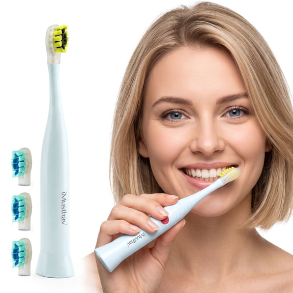 iMusthav Travel Electric Toothbrush for Adults, Battery Operated , 3 Sonic Modes, Smart Timer, 3 Brush Heads