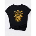 thumbnail image 2 of Ladies Creative Chinese New Year Element Graphic Print T-Shirt, Polyester Blend, Casual Crew Neck Short Sleeve Tee, with Medium Stretch, for Spring/Summer/Fall, 2 of 7