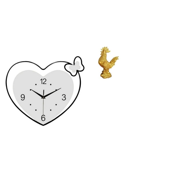 Reloj De Pared En Forma De Corazón, Figura De Pollo Acrílico, Decoración Feng Shui, Diseño Creativo Decorativo, Movimiento Silencioso, Arte De Pared, Estatua De Gallo, Escultura De Gallo