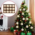thumbnail image 3 of 12 Piece Set Flocked Beaded Christmas Ball Ornaments Festive Decor For Tree Wreath Display Sparkling Design With Hanging Loops Measuring 3 Inches Diameter (Beige), 3 of 5