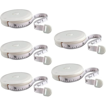 

Tape Measure Retractable Measuring Tape for Body Soft Tape Measure Push Button for Sewing Tailor Cloth Ruler 60 Inch 5-Pack