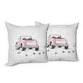 thumbnail image 6 of Ambesonne Love Throw Pillow Cover 2 Pack, Just Married Cartoon Car, 18", Pink White, 6 of 6