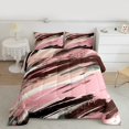 thumbnail image 2 of Manfei Modern Abstract Art Bedding Comforter Set, Pink Stripes Geometric Twin Comforter Sets, Oil Printing Reversible Bedding Set, Lightweight Room Decor, 2-Piece, 2 of 8