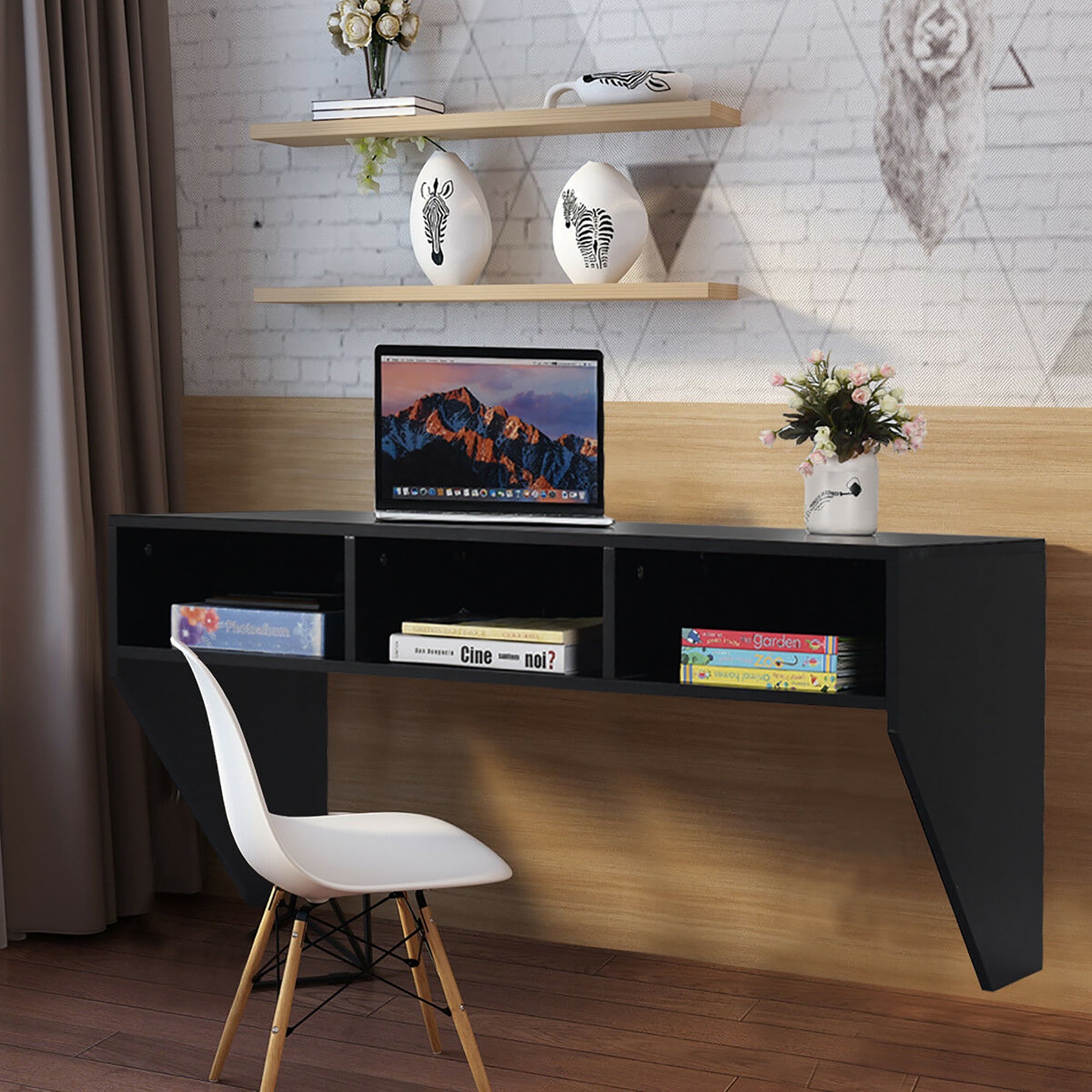 Costway Wall Mounted Floating Computer Table Sturdy Desk Home